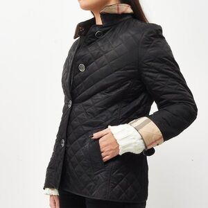 BURBERRY Brit Diamond Quilted Nova Check Black Jacket Size S Women’s Coat